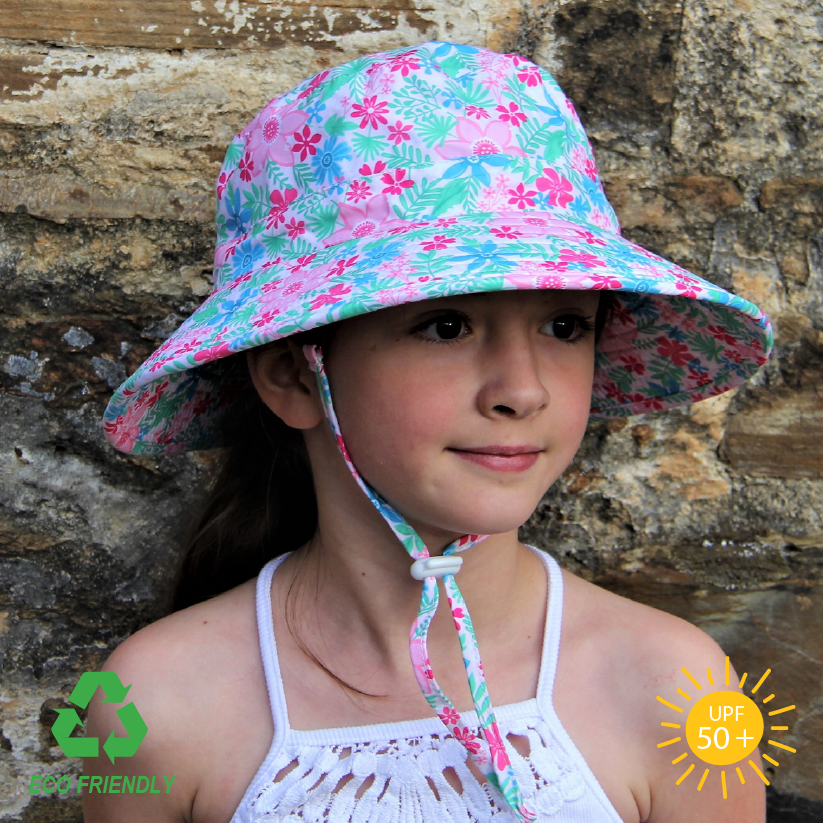 Kids Bucket Sun Hat - Floral - Factory Seconds